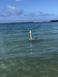 I'm underwater with my right hand above