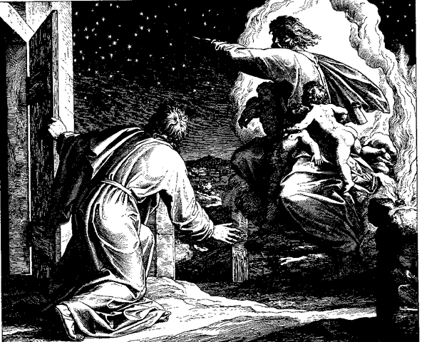The vision of the Lord directing Abraham to count the stars (woodcut by Julius Schnorr von Carolsfeld from the 1860 Bible in Pictures)