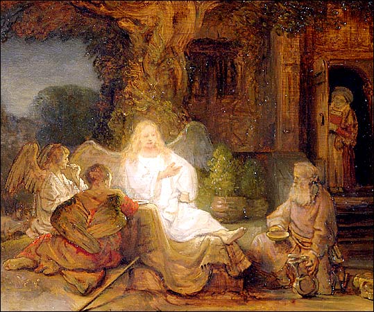 Abraham Serving the Three Angels by Rembrandt
